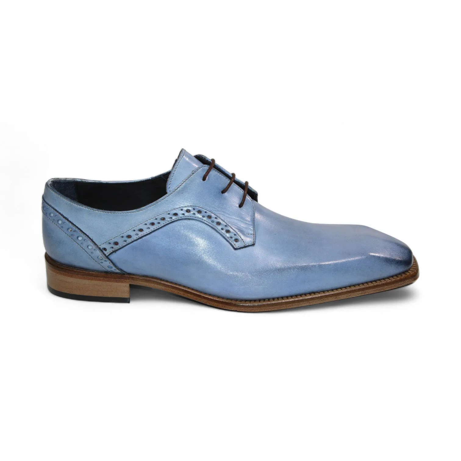 Duca Spada Men's Shoes Light Blue Calf-Skin Leather Oxfords (D1174)