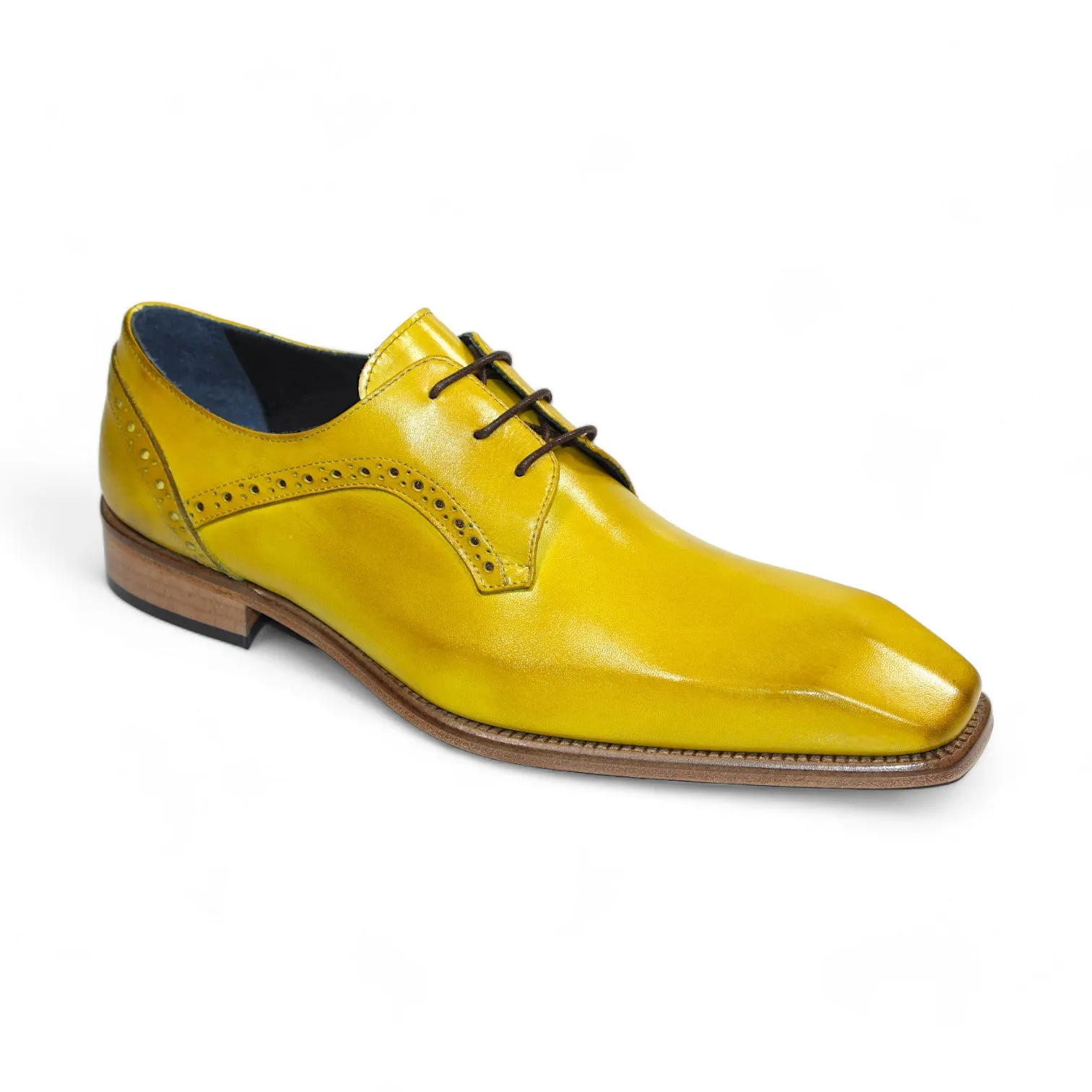 Duca Spada Men's Shoes Yellow Calf-Skin Leather Oxfords (D1176)