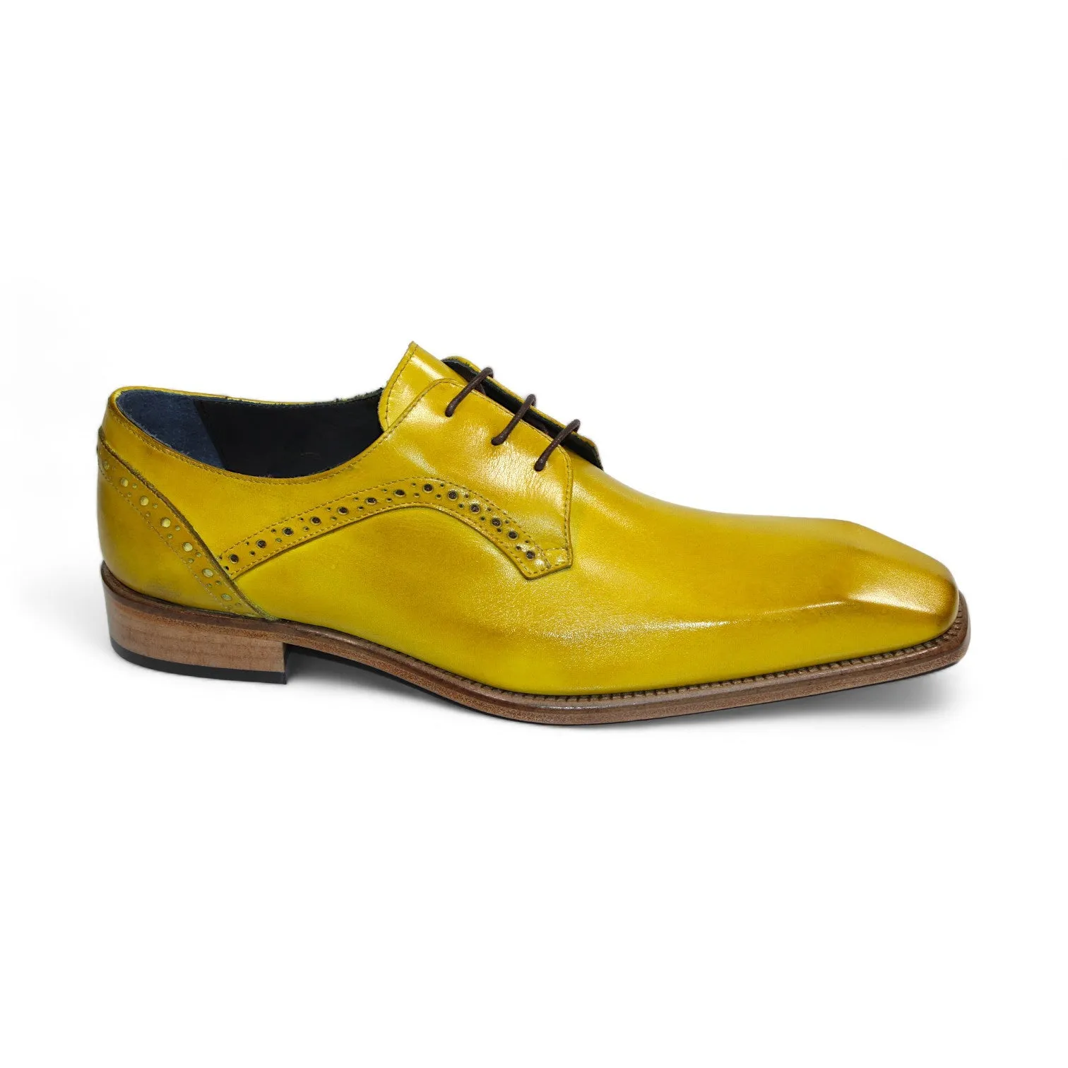 Duca Spada Men's Shoes Yellow Calf-Skin Leather Oxfords (D1176)