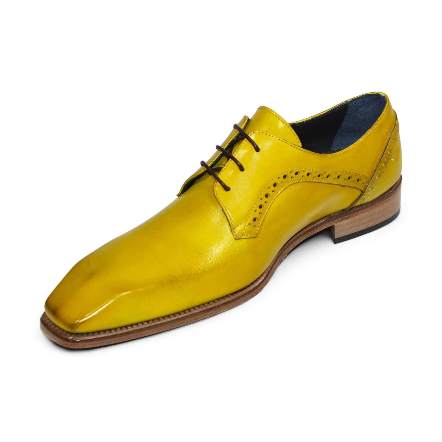 Duca Spada Men's Shoes Yellow Calf-Skin Leather Oxfords (D1176)