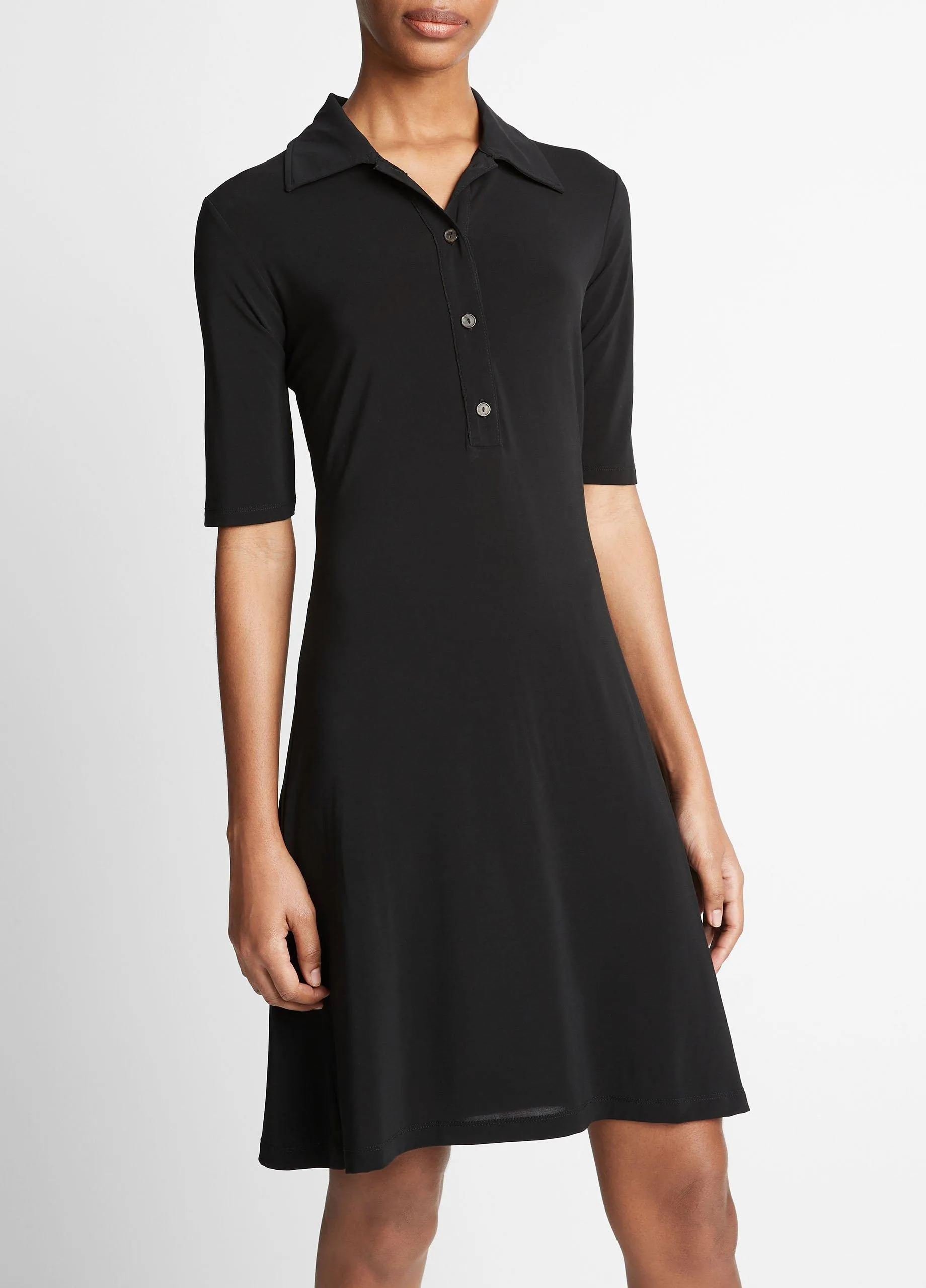 Elbow-Sleeve Polo Dress