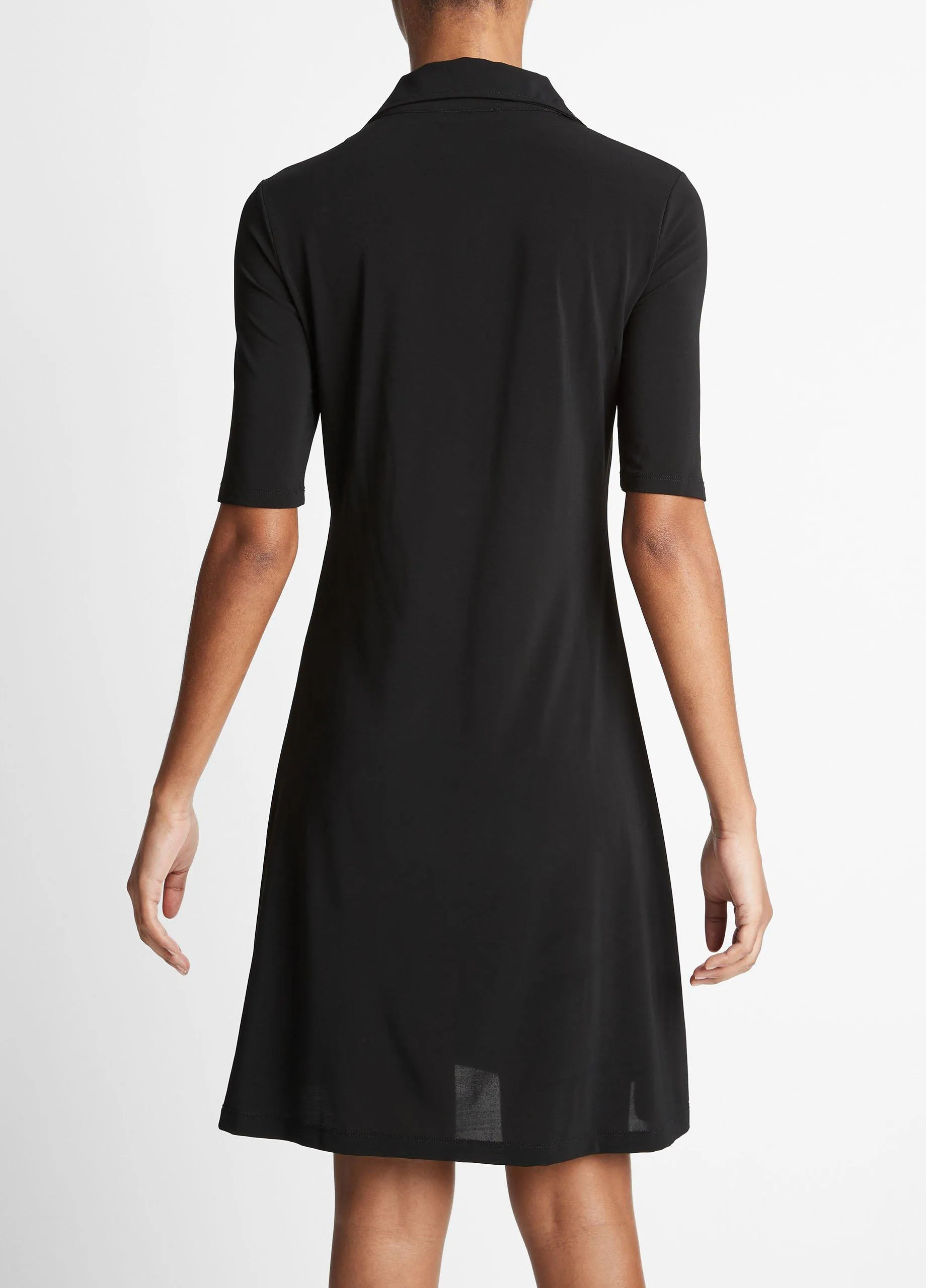 Elbow-Sleeve Polo Dress