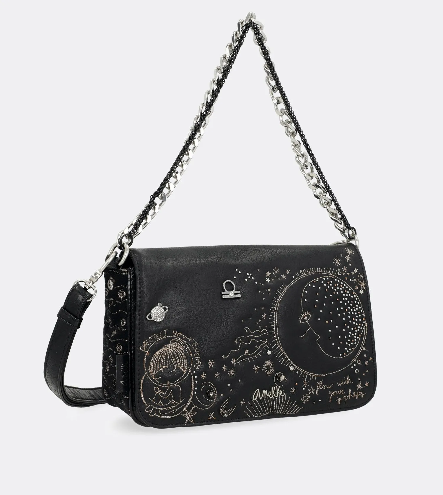 Elegant spirit shoulder bag with a chain strap