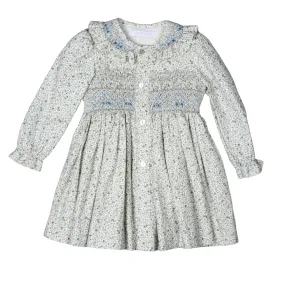 Elsa Hand-Smocked Dress | Blue Floral