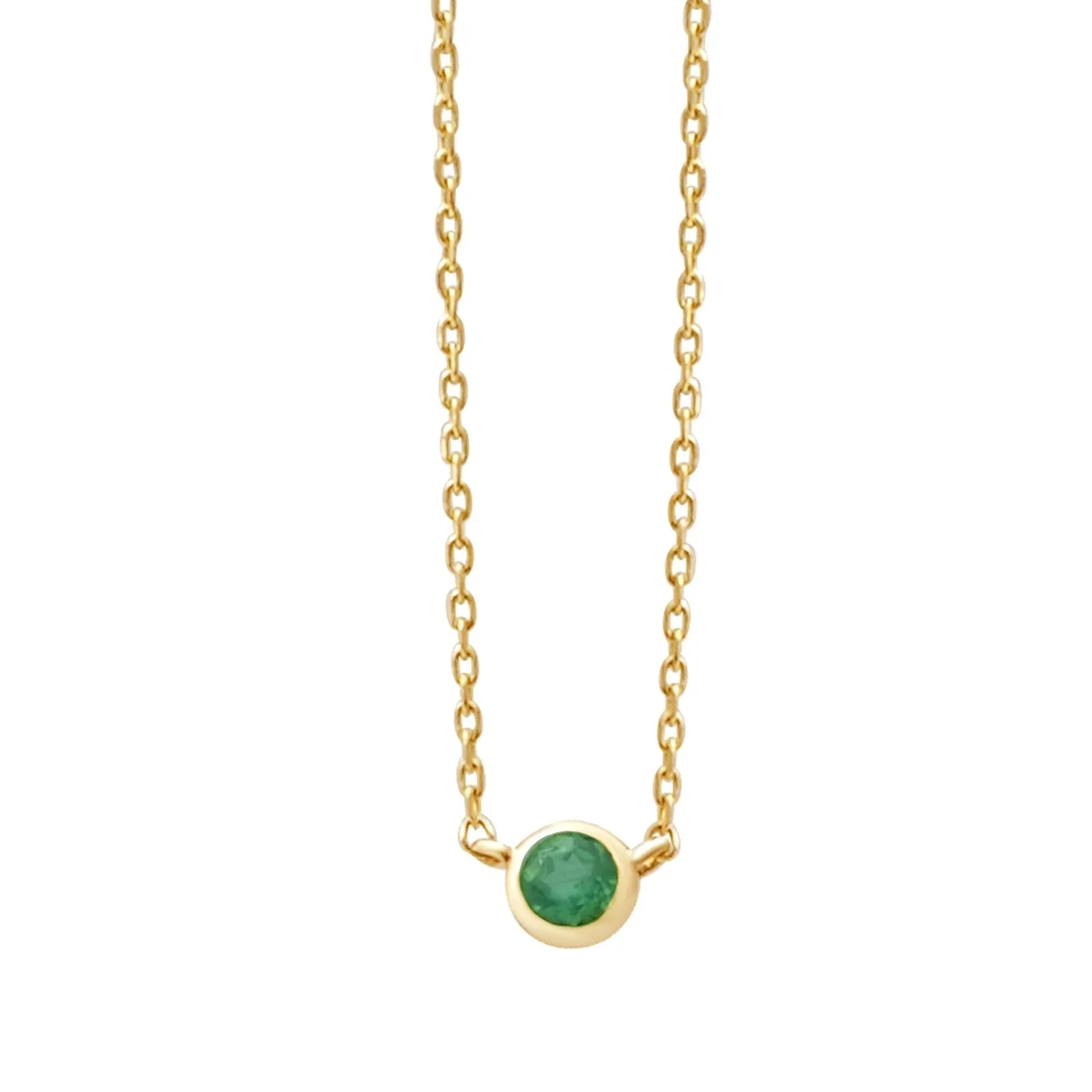 Emerald Station Necklace Bezel Set in 14k Gold