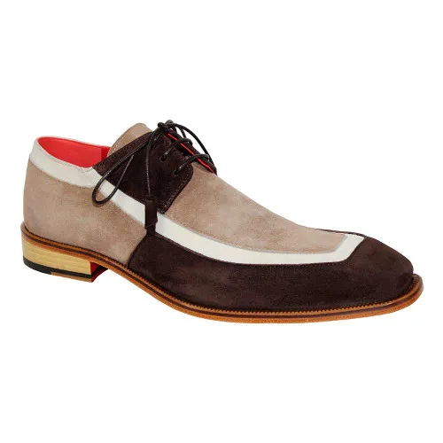 Emilio Franco Emiliano Chocolate/Tan/Beige Suede Oxford Shoes