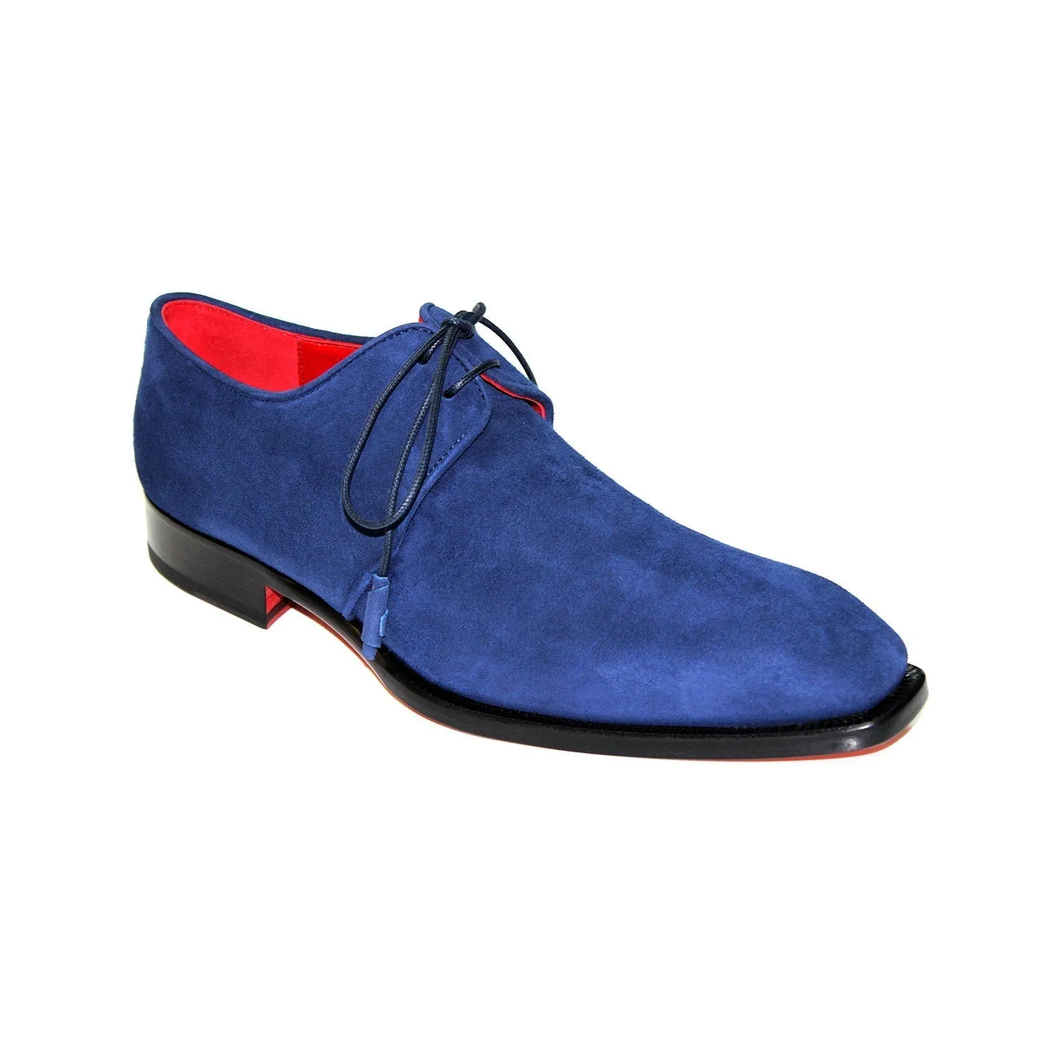 Navy Suede Leather Oxfords by Emilio Franco Gabriele