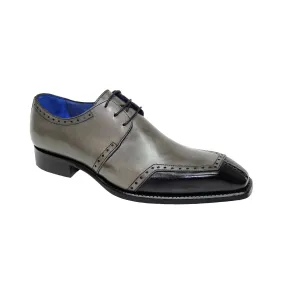 Emilio Franco Black/Grey Calf-Skin Leather Oxford Shoes for Men