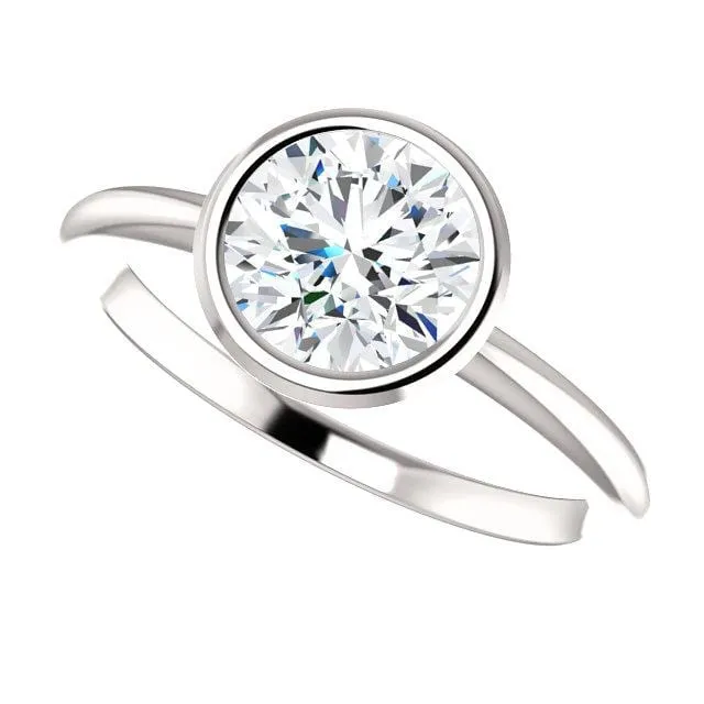 Emma Bezel Set Solitaire Engagement Ring - Setting only