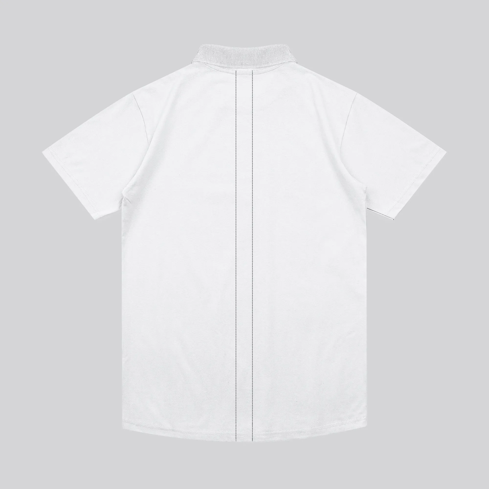 ESSENTIAL CURVED HEM WHITE POLO SHIRT