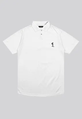 ESSENTIAL CURVED HEM WHITE POLO SHIRT