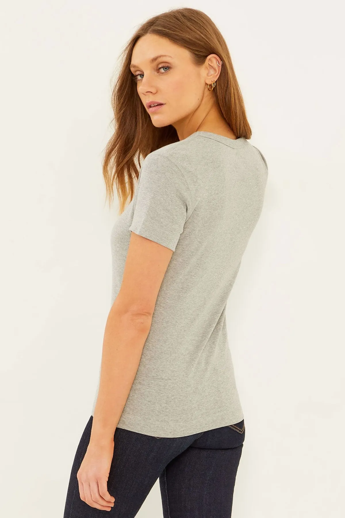 Essential Heritage Knit Scoop Neck Tee | Granite