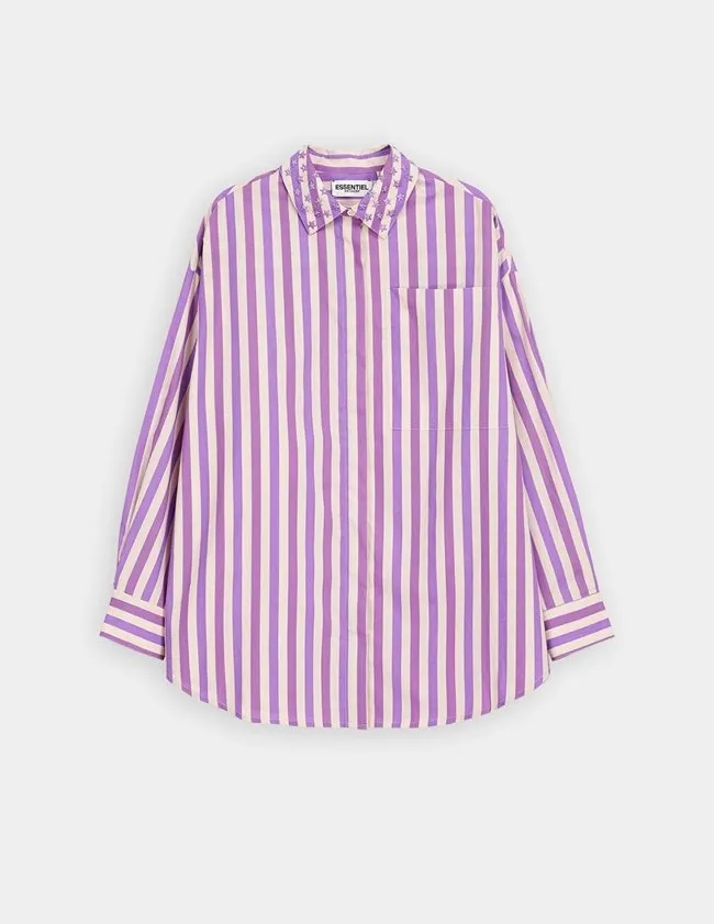 Essentiel Antwerp Elijah Shirt - Purple Striped : L