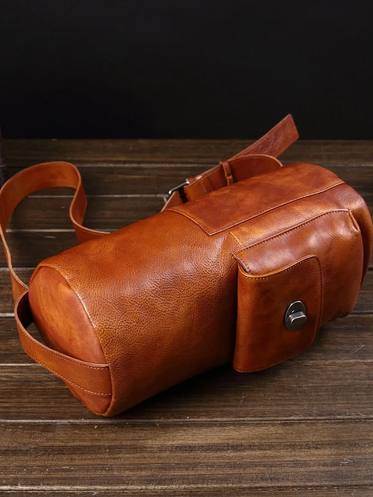 Vintage Leather Crossbody Bag for Men - European American Style