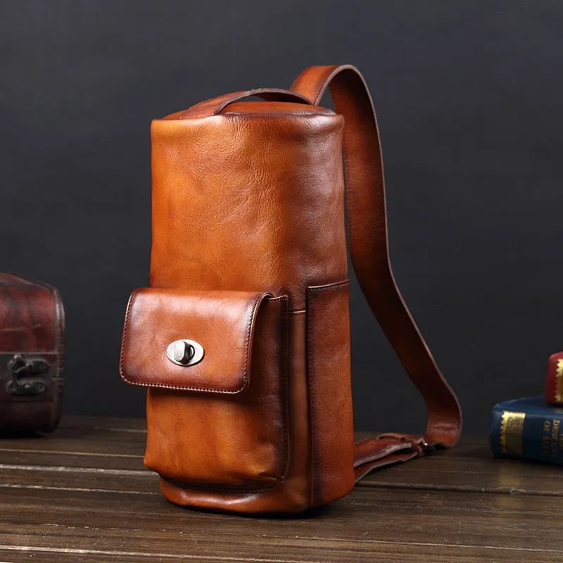 Vintage Leather Crossbody Bag for Men - European American Style