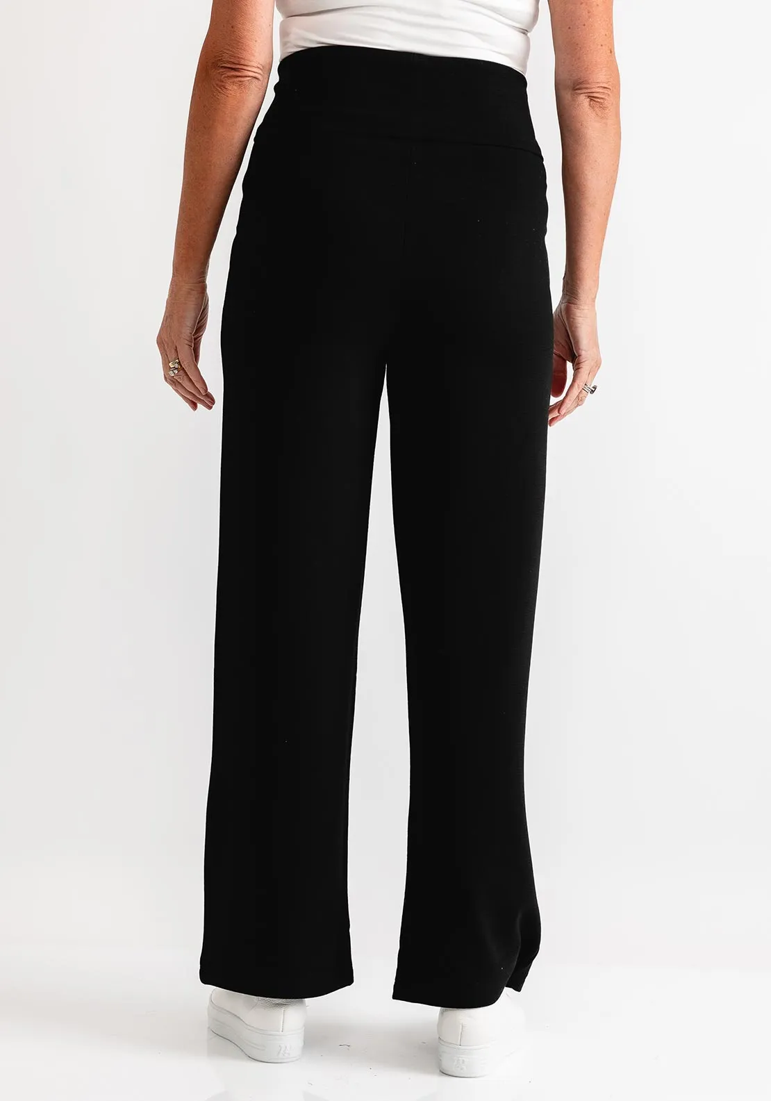 Ever Sassy Knit Wide Leg Trousers, Black