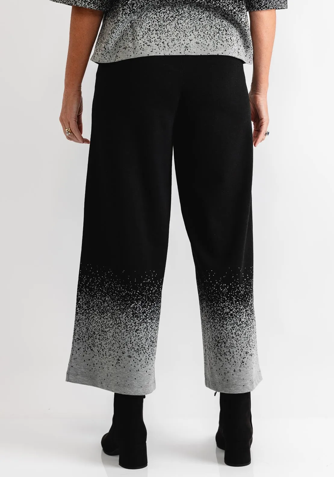 Ever Sassy Ombre Effect Wide Leg Trousers, Black