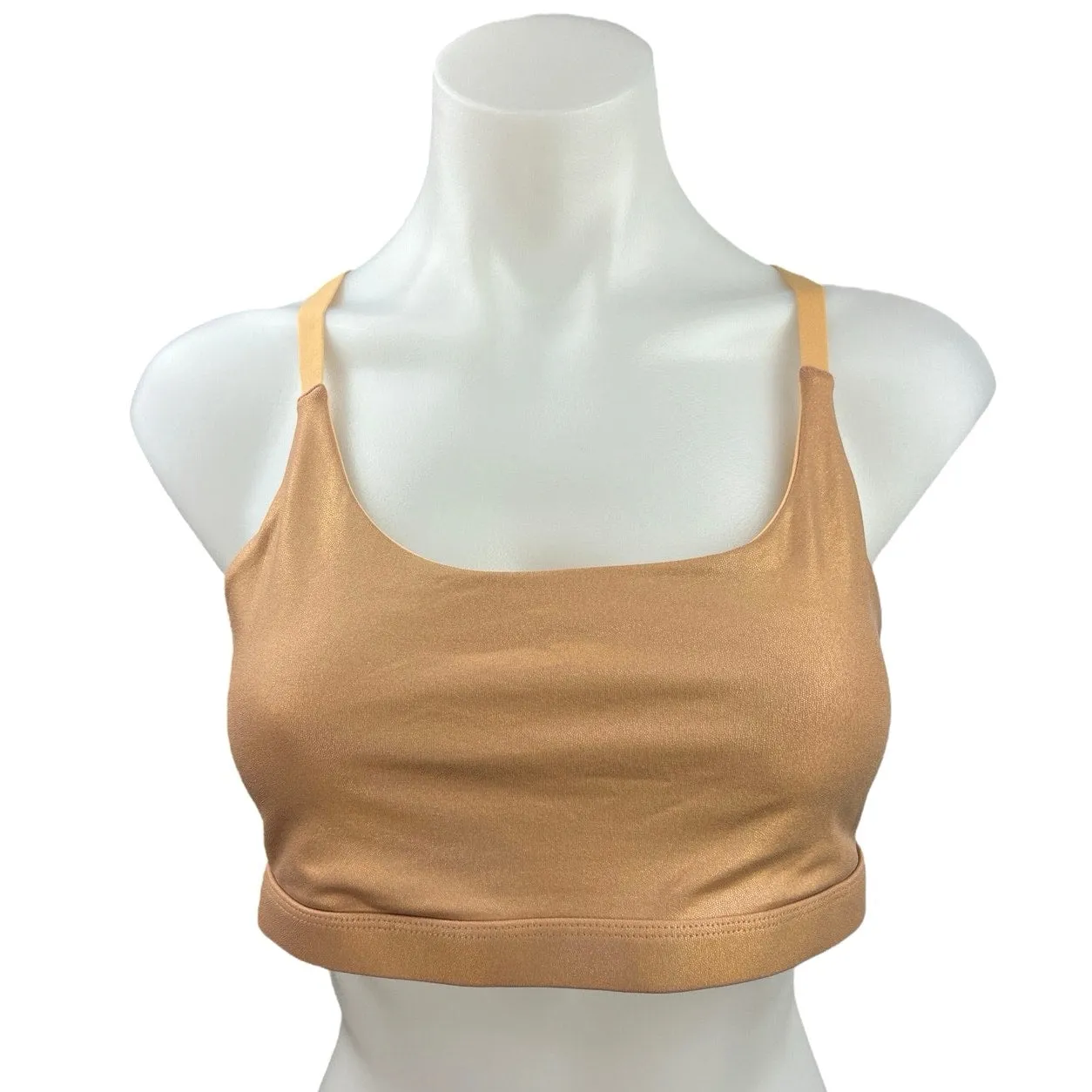 Fabletics Womens Gold Iridescent Metallic Racerback Sports Bra Crop Tank Top M