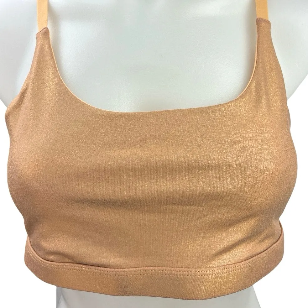 Fabletics Womens Gold Iridescent Metallic Racerback Sports Bra Crop Tank Top M