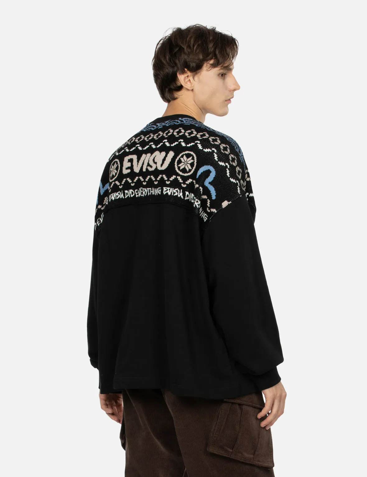 Fair Isle Pattern Knit-panelled Relax Fit Sweatshirt