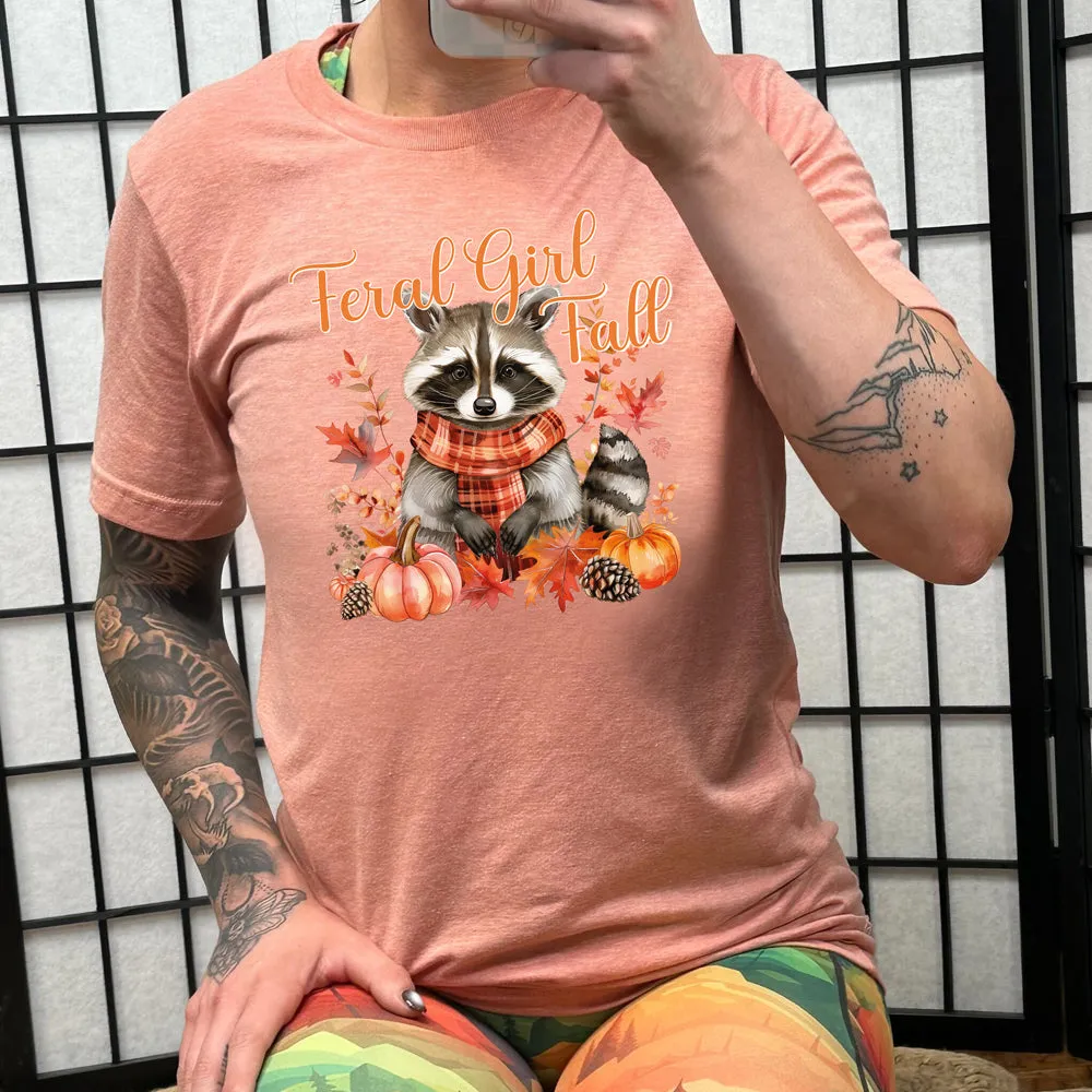 Feral Girl Fall Raccoon Shirt Unisex