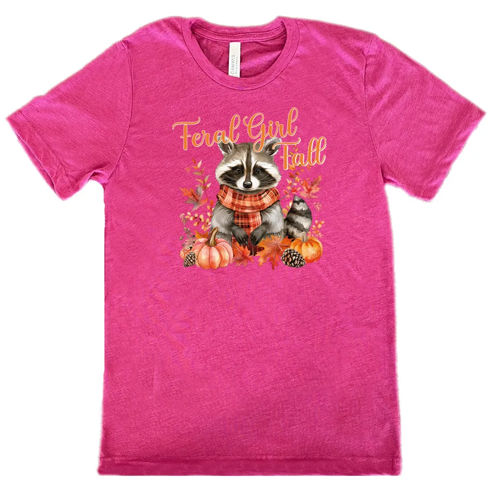 Feral Girl Fall Raccoon Shirt Unisex