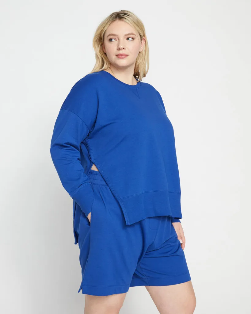 Fiona Side Slit Sweatshirt - Lapis