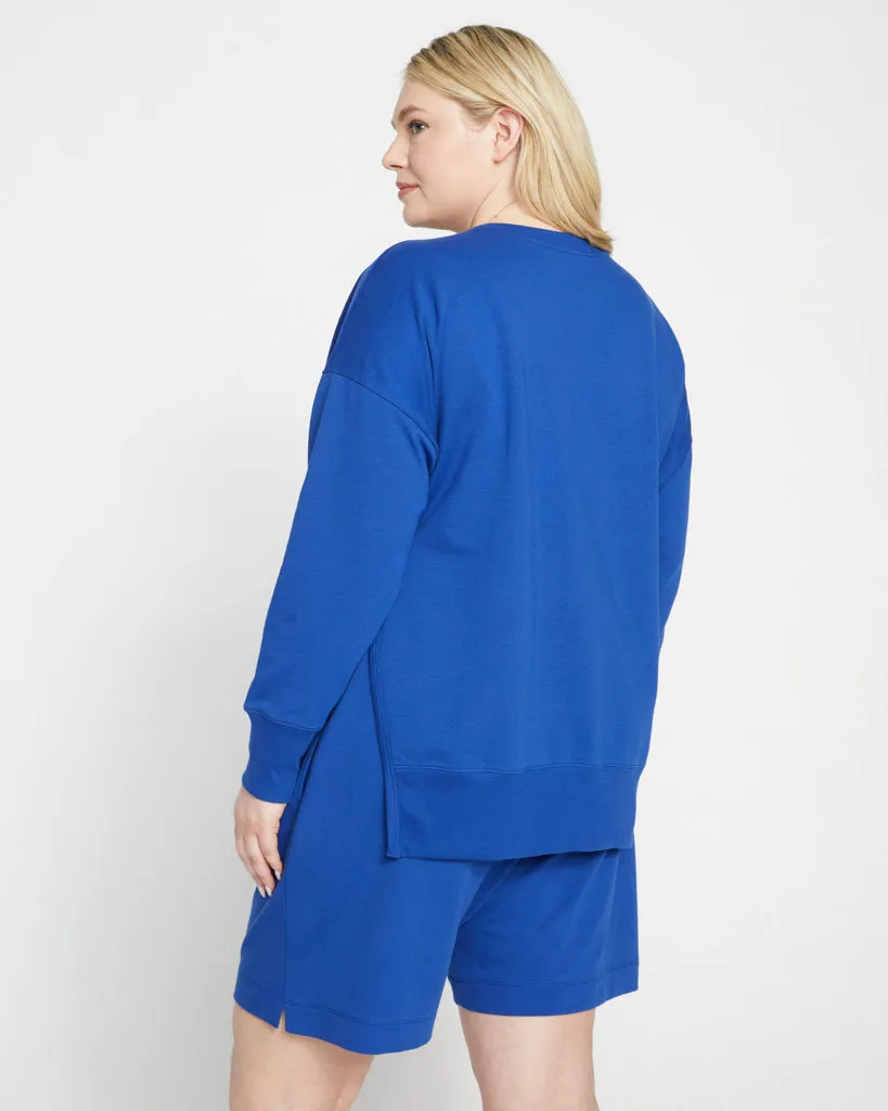 Fiona Side Slit Sweatshirt - Lapis