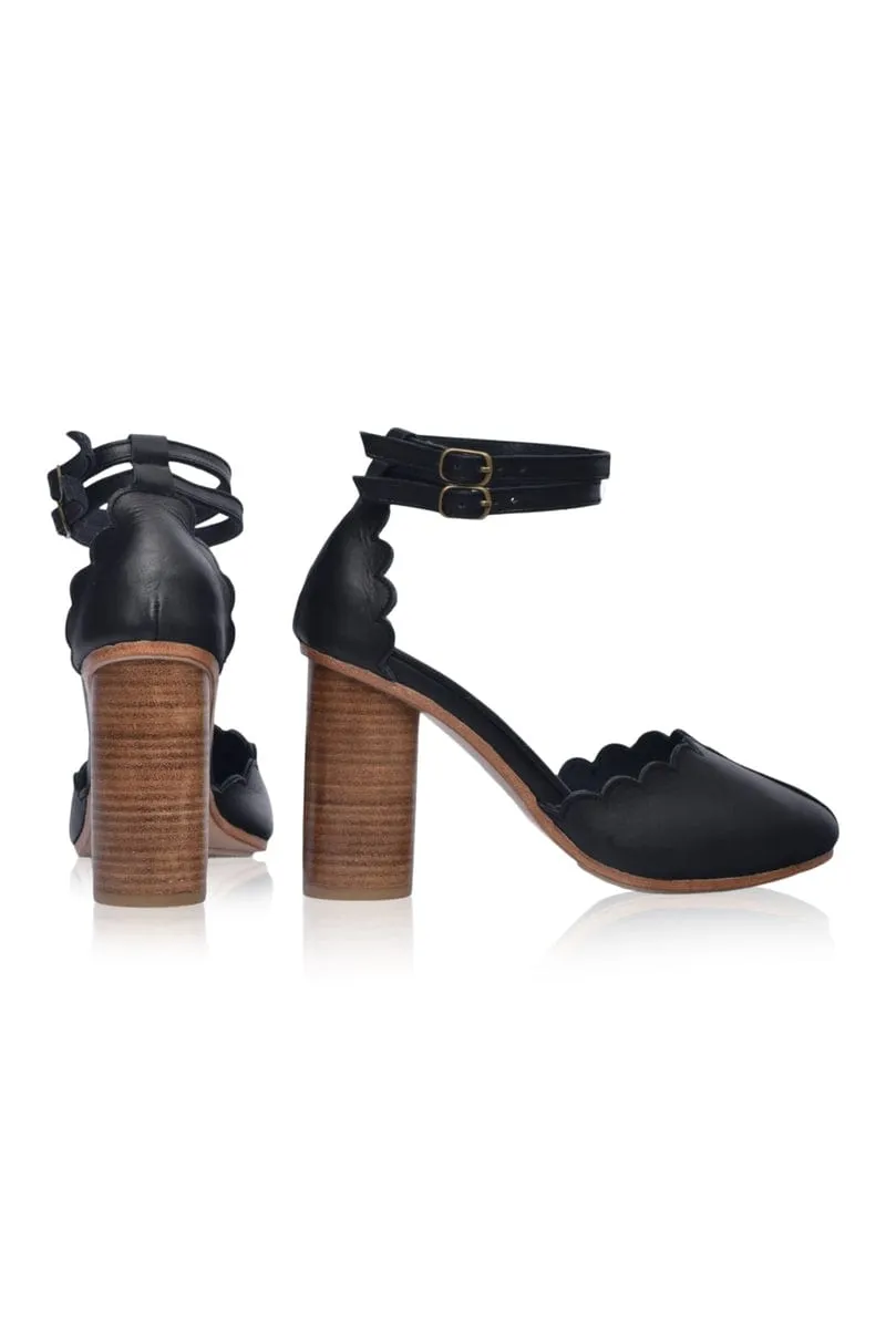 Black Flamingo Leather High Heels