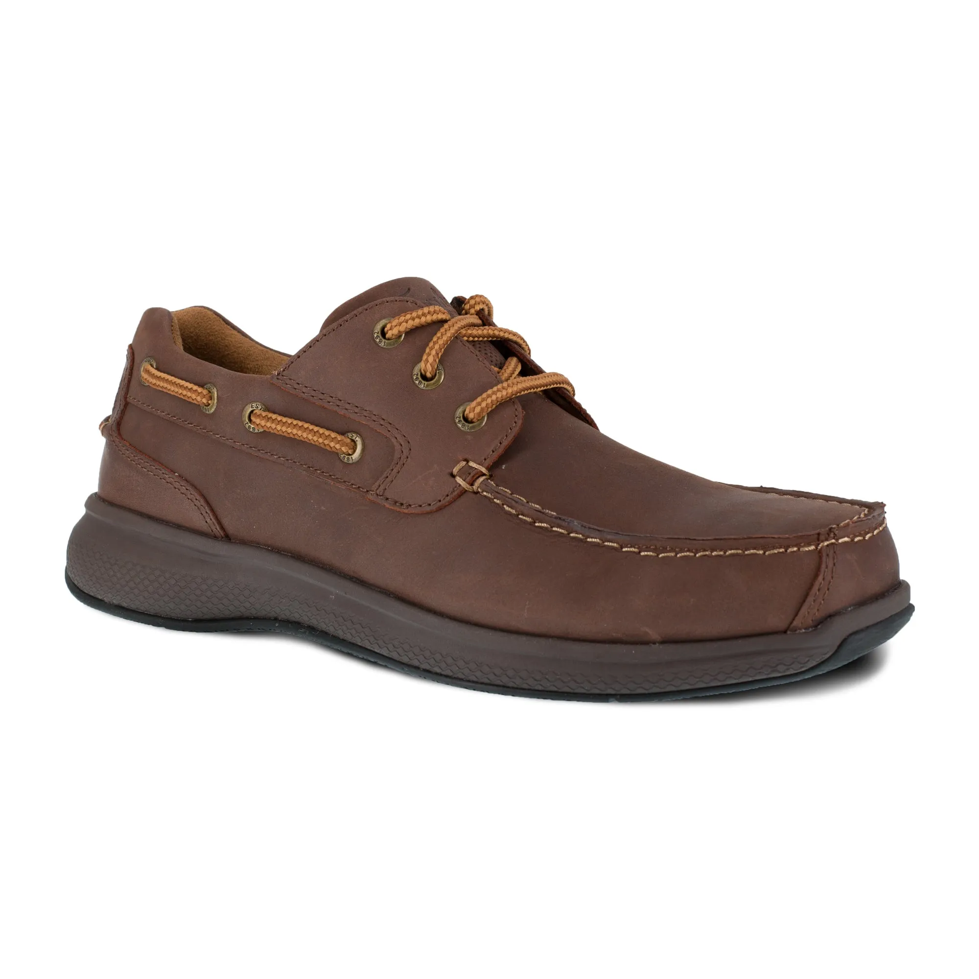 Florsheim Brown Leather Oxford Men's Boat Shoes - Bayside Collection