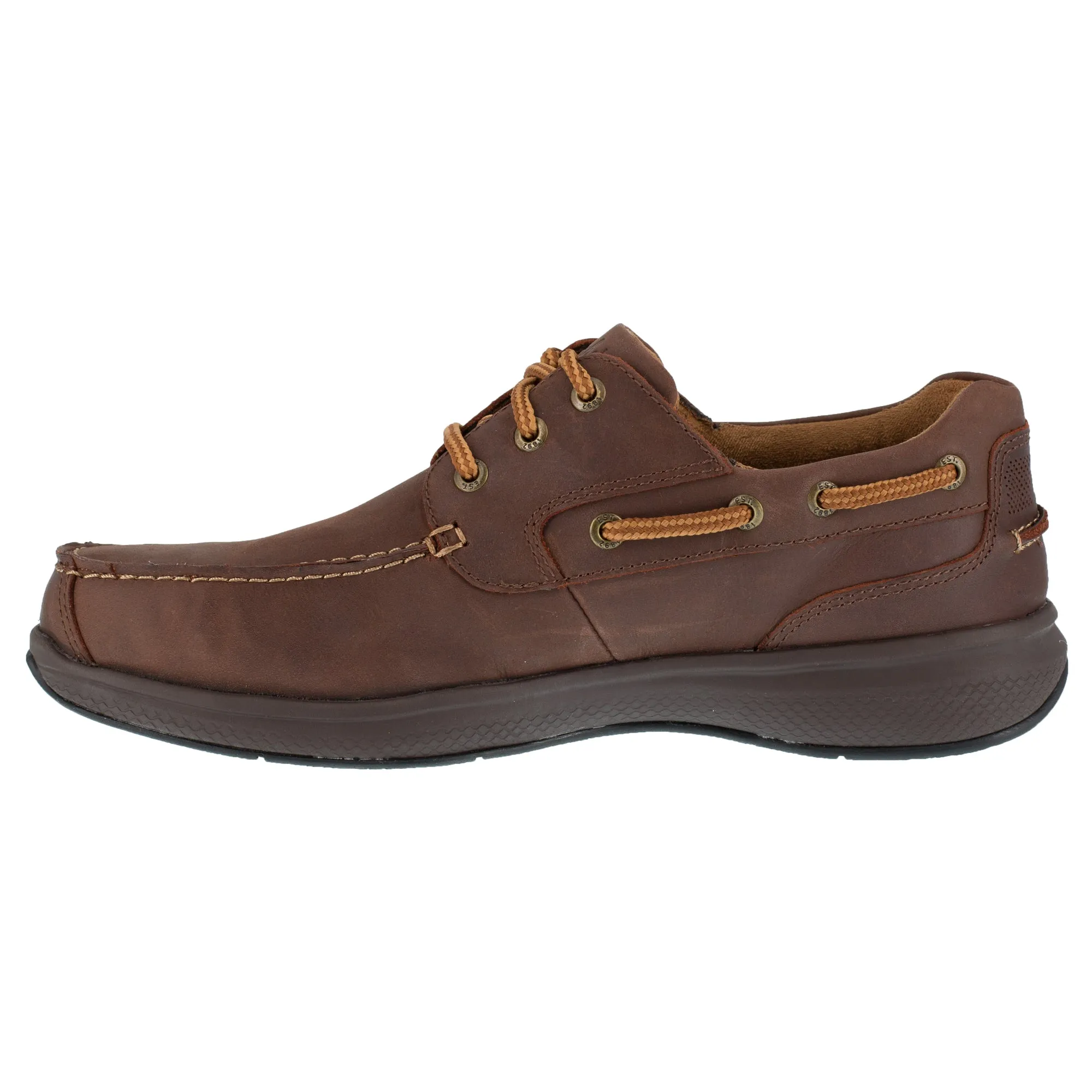 Florsheim Brown Leather Oxford Men's Boat Shoes - Bayside Collection