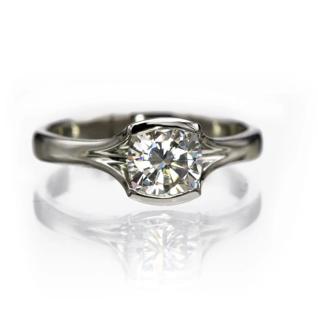 Fold Semi-Bezel Set Solitaire Engagement Ring - Setting only