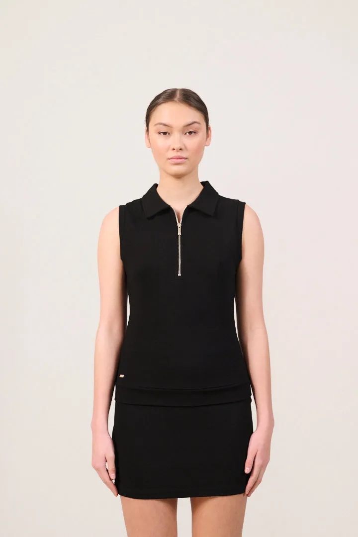 FOREST ESSENTIEL sleeveless polo - Black