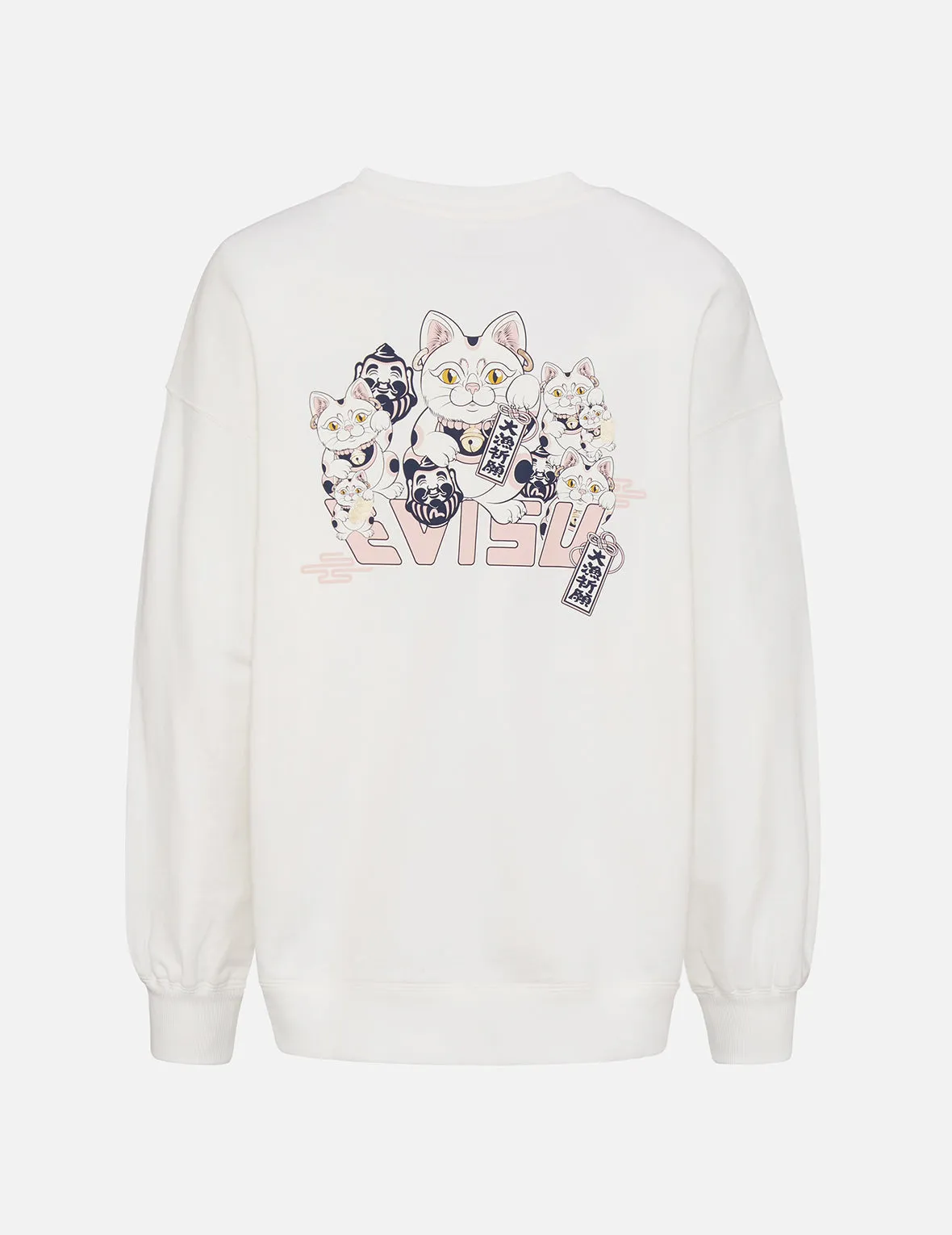 Fortune Cat Print Oversized Sweatshirt