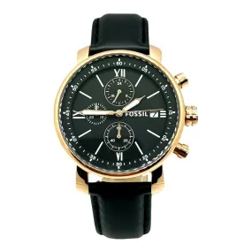 Fossil Men's Chronograph Watch with Black Leather Strap