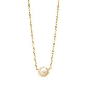 Freshwater Pearl Station Necklace Bezel Set in 14k Gold