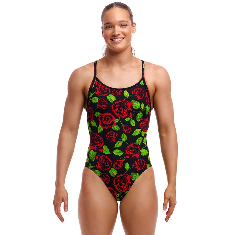 Funkita - Black Rose - Ladies Eco Diamond Back One Piece