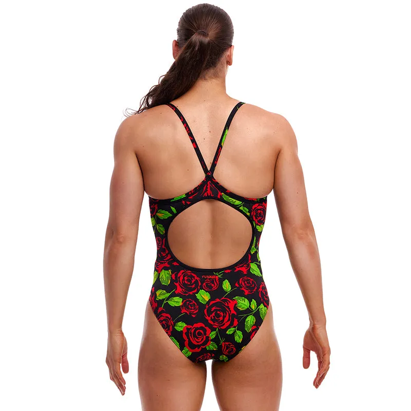 Funkita - Black Rose - Ladies Eco Diamond Back One Piece