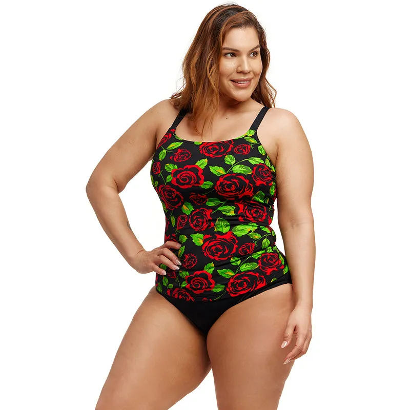 Funkita - Black Rose - Ladies Scoop Neck Tankini Top