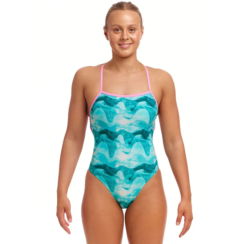 Funkita - Teal Wave - Ladies Eco Strapped In One Piece