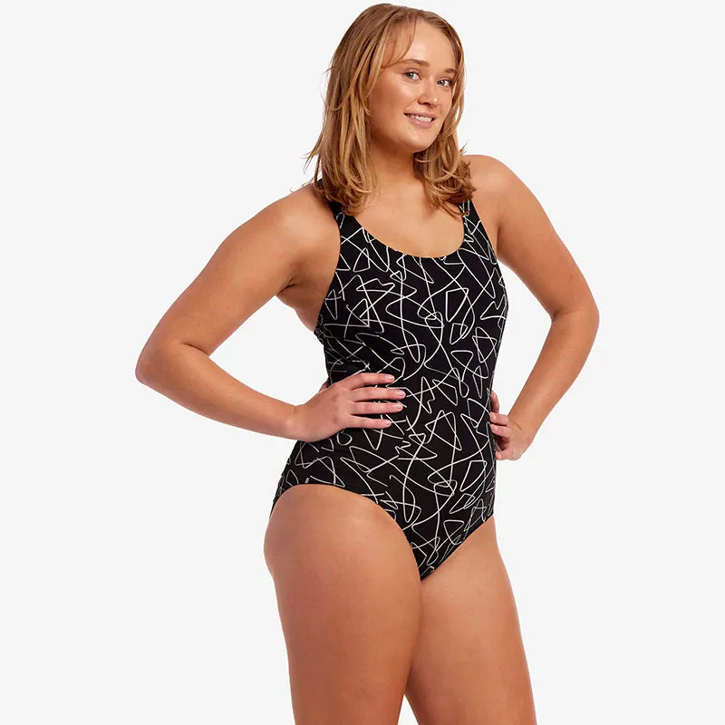 Funkita - Texta Mess - Ladies Brace Me Back One Piece