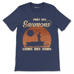 Funny Fisherman Gift for Men, Salmon Fishing, Hilarious Fisherman Shirt, Near Salmon Far from Fools