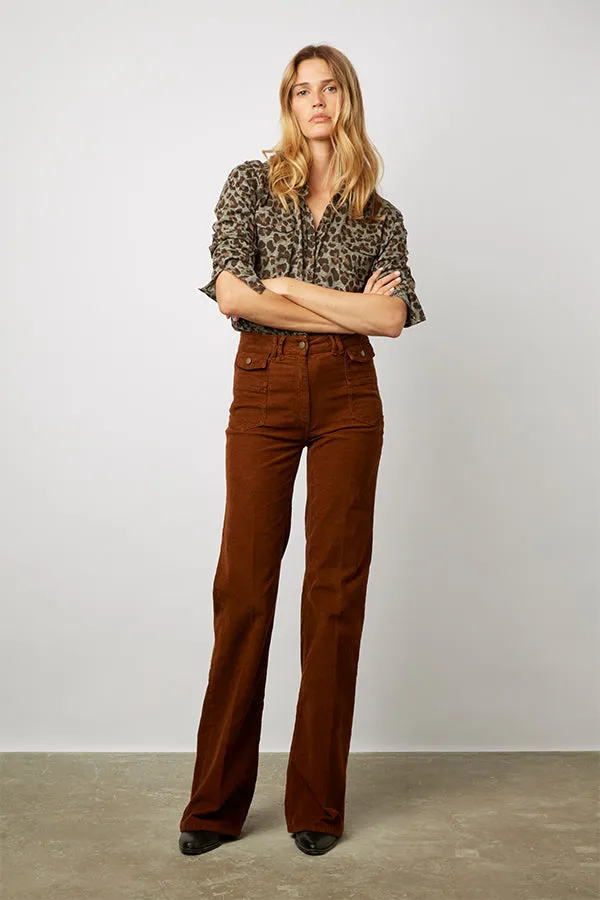 Gerard Darel ANNA CAMEL NEEDLECORD FLARED TROUSERS