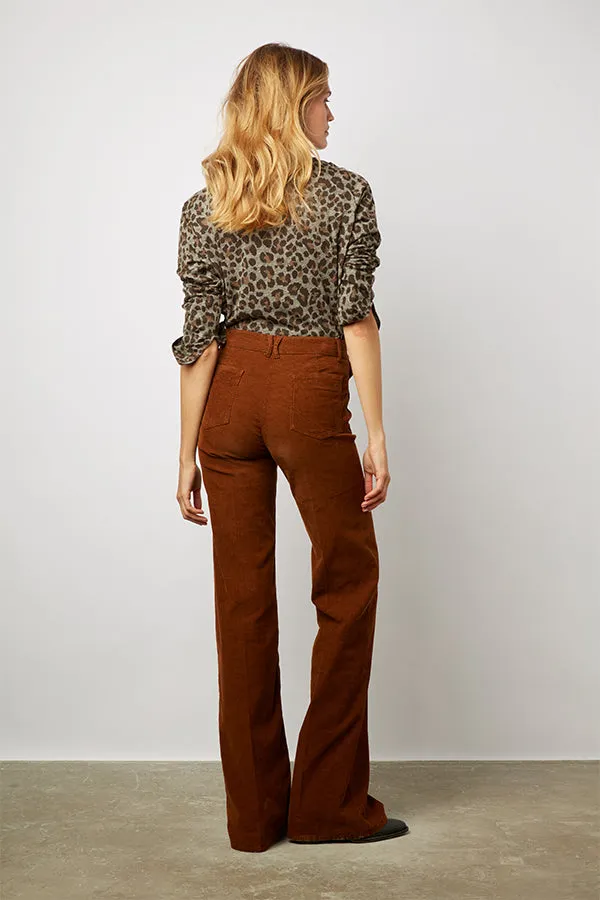 Gerard Darel ANNA CAMEL NEEDLECORD FLARED TROUSERS