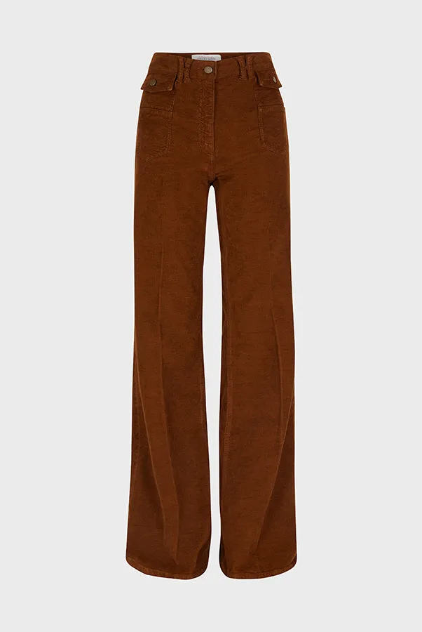 Gerard Darel ANNA CAMEL NEEDLECORD FLARED TROUSERS