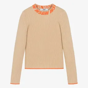 Girls Beige Knit Jumper