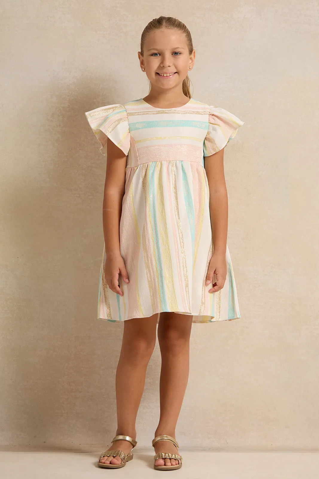 Girls Multicolor Striped Dress