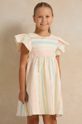 Girls Multicolor Striped Dress