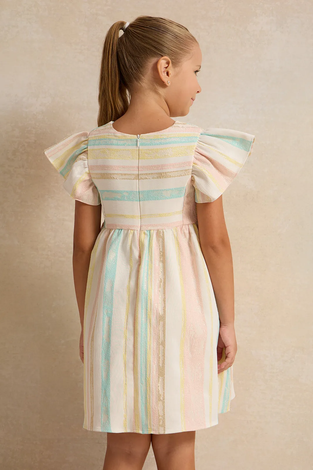 Girls Multicolor Striped Dress