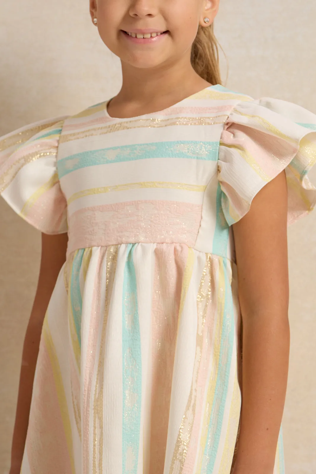 Girls Multicolor Striped Dress